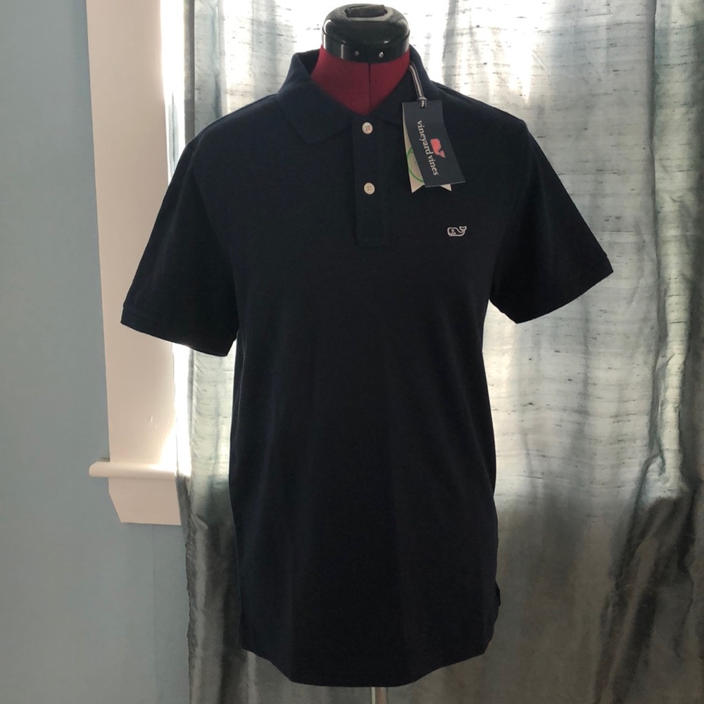 Vineyard Vines Short-Sleeve Pique Navy Polo